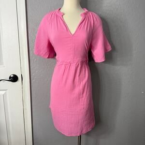 Old Navy Womens Split-Neck Crinkle Gauze Mini Swing Dress, Pink, S Tall 705169